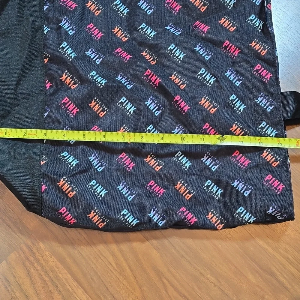 PINK Victoria's Secret Black Weekender Tote with Colorful Logo Pattern